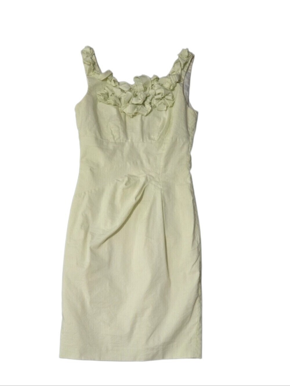 Antonio Melani Green White Stripe Floral Applique Sheath Dress Size 0